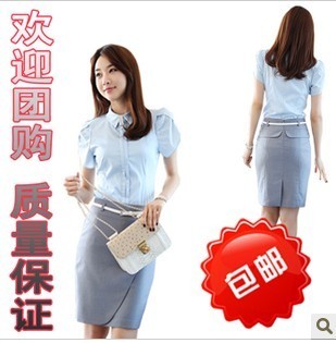 Free shipping Work wear clothing ol career shirt set dresses fashion set shirt skirt send strap