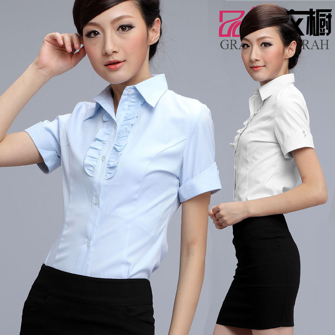 Free shipping Work wear women's skirt professional set women's summer short-sleeve shirt work wear set female shirt