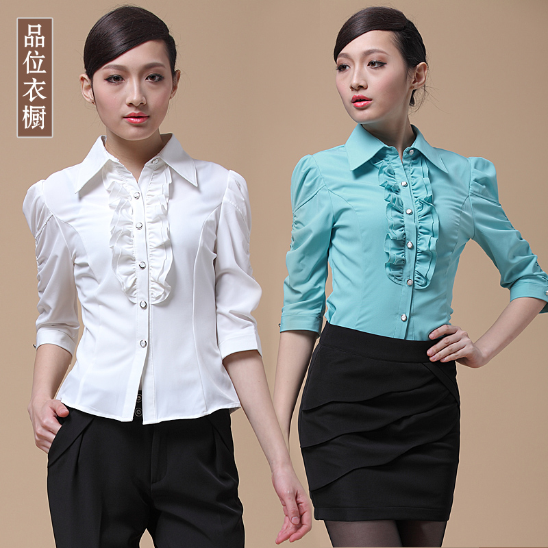 Free shipping Work wear women's skirt set professional set women's fashion work wear women's shirt dresses summer