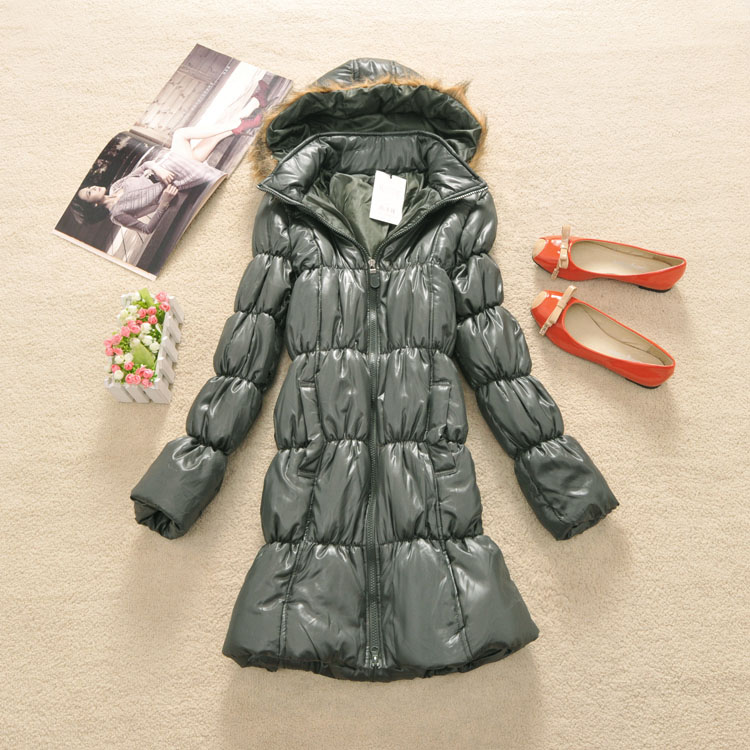 Free shipping! Y-69 2012 women's winter pleated involucres slim long design hooded wadded jacket cotton-padded jacket - 0.55