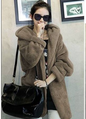 Free Shipping, Y autumn and winter cloak hooded plush thickening outerwear overcoat