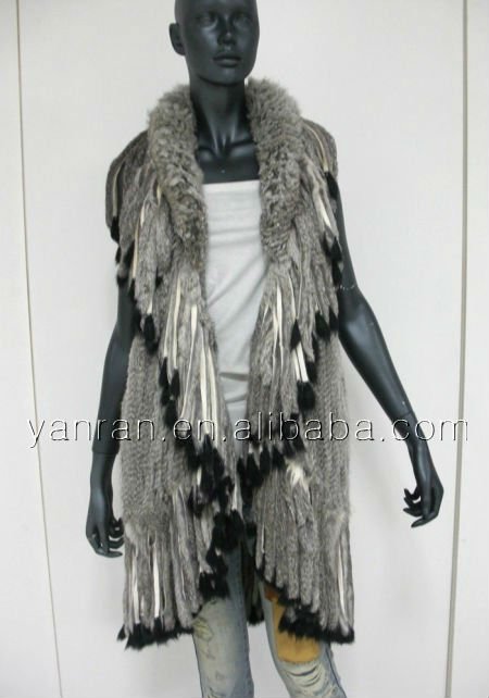 Free shipping YR-003 Genuine Ladies rabbit fur vest with tassel ~wholesale~detail~OEM~