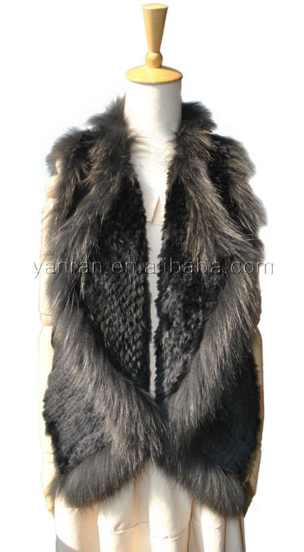 Free shipping YR-053 Genine knitted rabbit and raccoon dog fur vest ~wholesale~retail~OEM