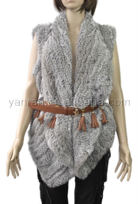 Free shipping YR-078C Fashion style handknitted genuine rabbit fur vest~Drop shipping~wholesale~Retail