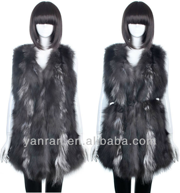 Free shipping YR-201 Ladies' Genuine silver fox belly fur vest luxurious style ~Customized