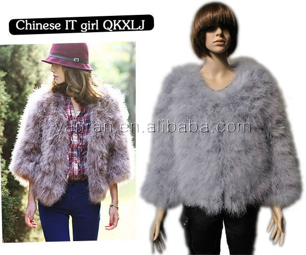 Free shipping YR-307 Ladies' apparel genuine feather handmake fur jacket ~Wholesale~retail~Customized