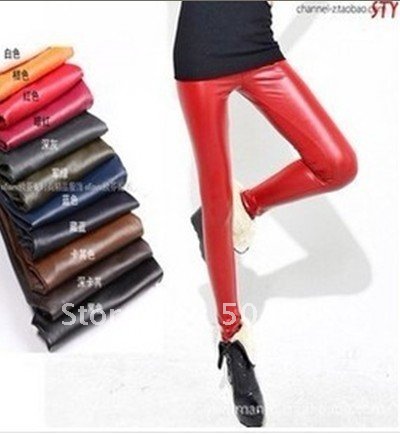 Free Shipping Za-03,2012 New Women PU Leather Leggings,Lady Fashion Pants,Stars Legging/Tights,Candy Colors