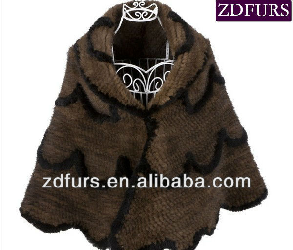 Free Shipping ZDKM-2064 Knitted Mink Fur Shawl Women Fashion Fur Accessories Minkf Fur Scarf