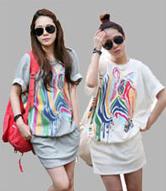 Free shipping Zebra striped dress casual fashion  T-shirt dress #Y264