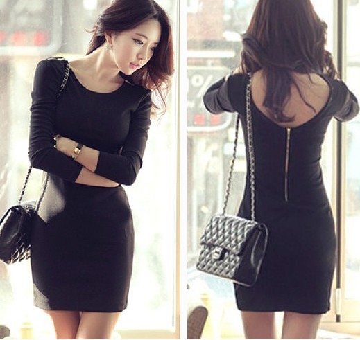 Free Shipping Zipper Decoration Racerback Solid Color Casual  Sexy One-piece Dresses q43