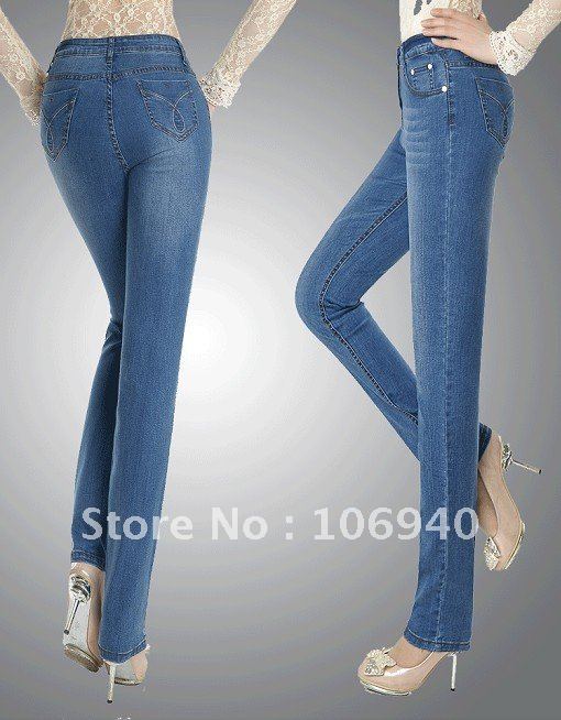 Free shipping2012 han edition elastic big yards platoon to buckle tall waist show thin women's jeans