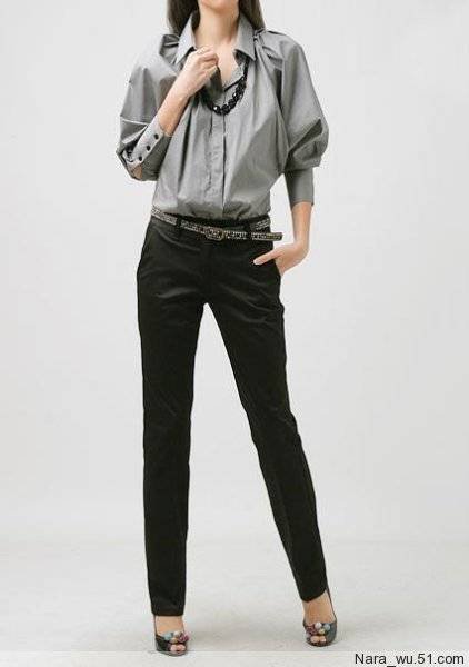 Free Shipping2012 New Fashion Women's Long Puff Sleeve 100% Cotton Blouse Ladies' Shirt,Black/White/lt.grey,Wholesale/Retail