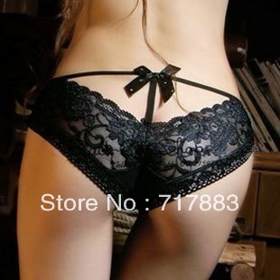 FREE SHIPPING2013 fashion panties wholesale 5pcs princess lace rhinestone bow deep V-neck sexy panties briefs female