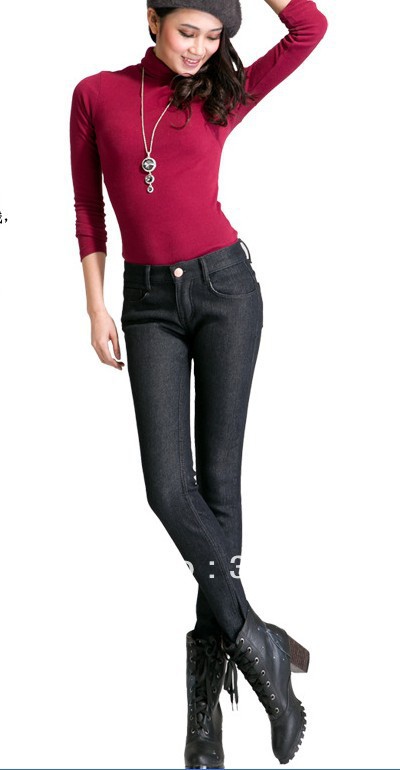 free shipping2013  influx of women was thin OL black jeans, stretch plus thick velvet bound feet pencil pants p229 of