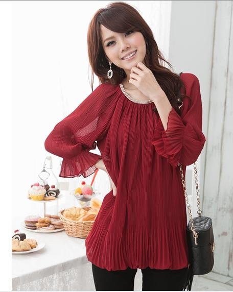 Free shipping2013 maxi size women chiffon shirt,fashion design blouses,chiffon blouse,size XL XXL XXXL  xxxxl color:black/red