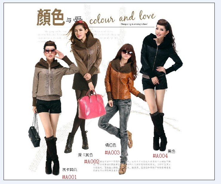 free shippingEurope and America locomotive fur female leather jackets female coat. 108 size : M L XL XXL XXXL