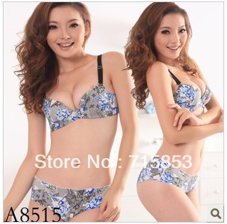 Free ShippingFree Shipping A8515# White flowersOne-Piece type seamless bra sets sexy fashion underwear sets