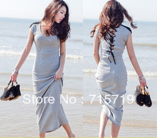 Free shippment 2013 spring and summer new racerback bandage one-piece dress female bohemia dress full dress