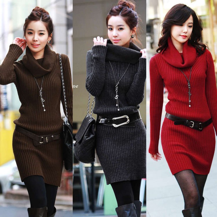 Free shippping 2012 New,100% quality,women fashion long cardigan sweater,wome's knitted woolen high collar dress#E81197