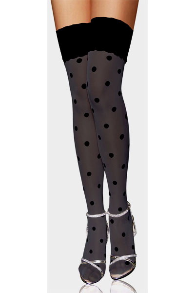 Free Shippping!Dl black dot lace decoration ultra elastic women's straight socks stockings