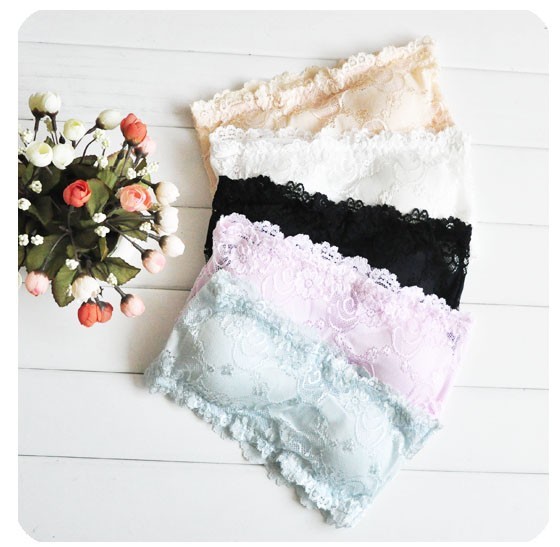 Free shippping+ wholesales  5pcs/lot+ sweet sexy all-match basic flower full lace tube  top laciness  bra underwear x30