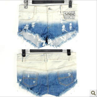 Free shoping Woman fashion tie-dyed orange Mini denim shorts.Jeans