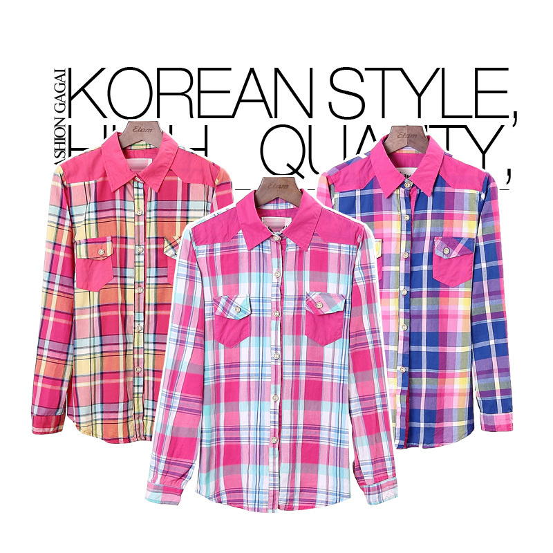 Free shopping 2012 fashion multicolour plaid slim long-sleeve casual basic shirt x49