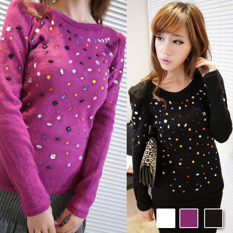 Free shopping 2012 women's sweet fashion candy color slim pullover basic sweater c65