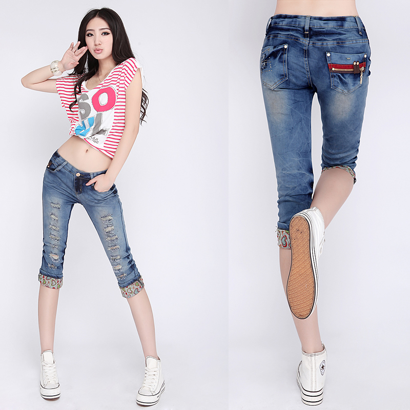 Free shopping 2013 summer sexy fashion hole beggar pants denim pants capris 336