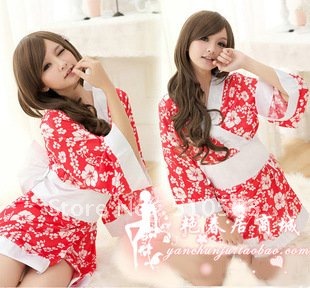 Free shopping day system sexy underwear opaque kimono sakura qiu dong suit bathrobe lovely sexy temptation pajamas