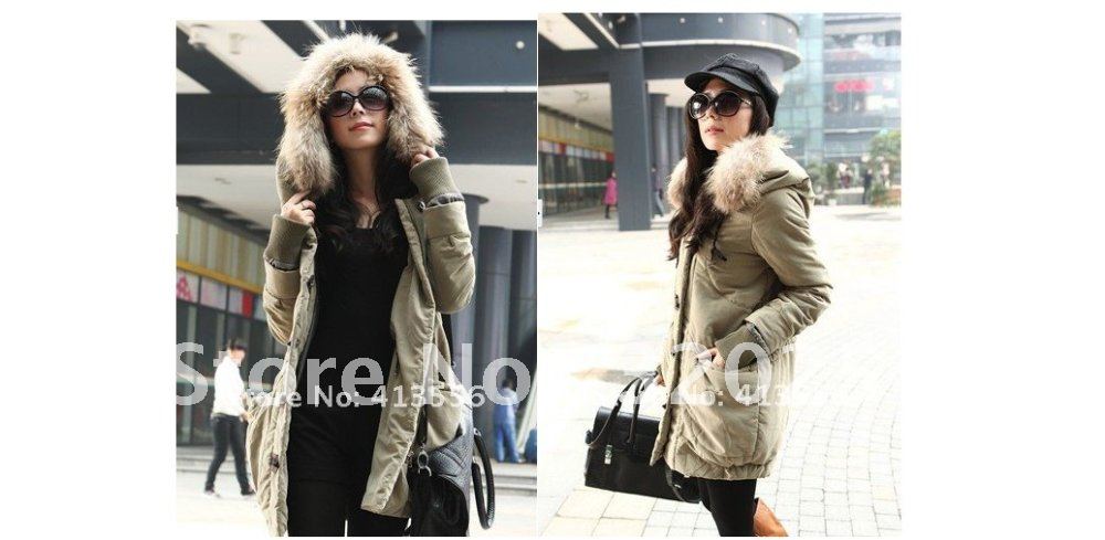 free shopping European and American fashion raccoon real women fur collar and long sections padded ow321