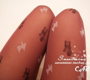 free shopping High quality poodle dog pattern velvet pantyhose 4