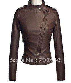 Free shopping Leather clothing 2012 autumn motorcycle short design small leather clothing women's short jacket 3k1134g6