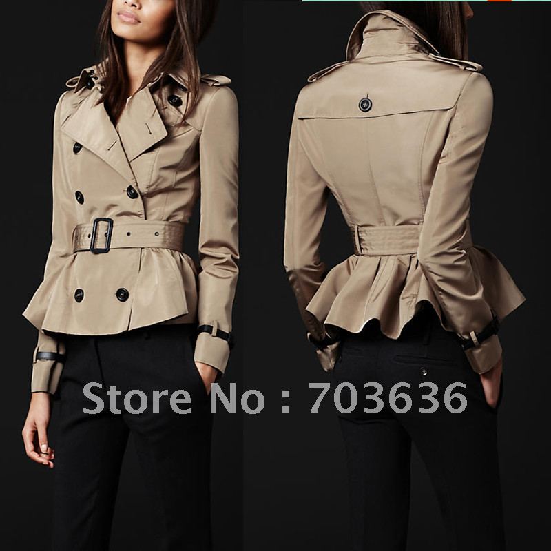 Free shopping Short design trench female double breasted slim outerwear fashion plus size long-sleeve women's top