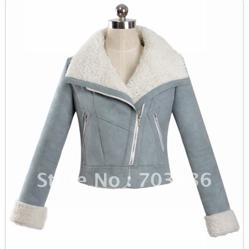 Free shopping Women's 2012 short design suede fabric large lapel berber fleece short woolen outerwear