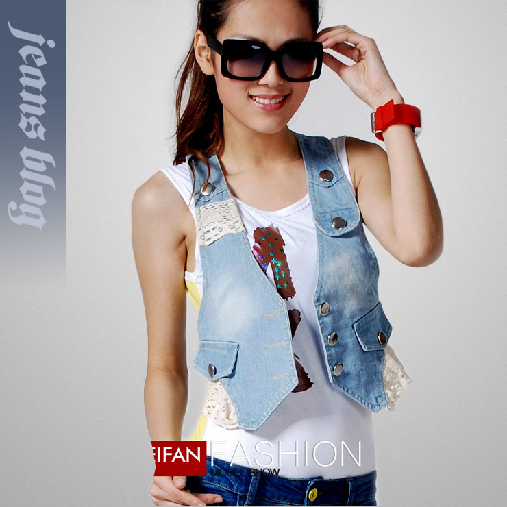 Free Shpping  Hot Sale Ladies Short  Sexy  Jean  Outwear  Classical  Fashion Jean Vest NO 6208#