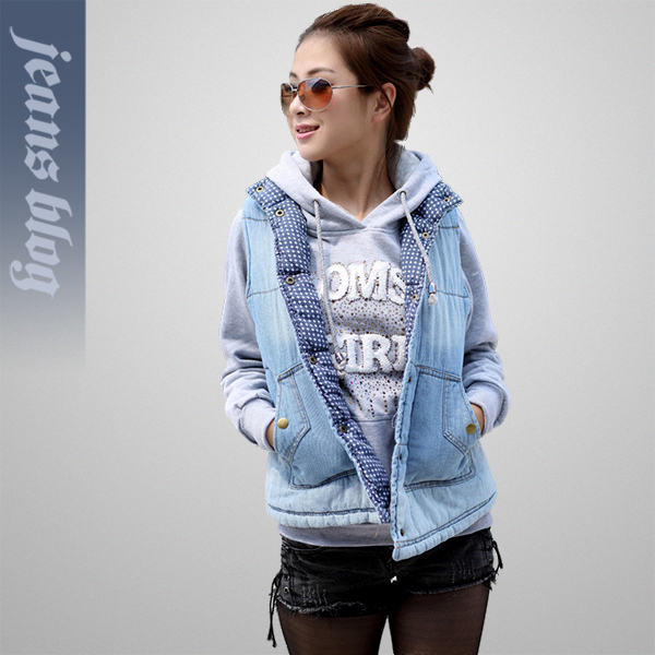 Free Shpping  New Arrival Thick  Ladies Short  Jean  Outwear  Classical Fashion Jean Vest 1201