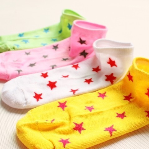 Free size socks candy color bow five-pointed star rabbit socks invisible sock slippers