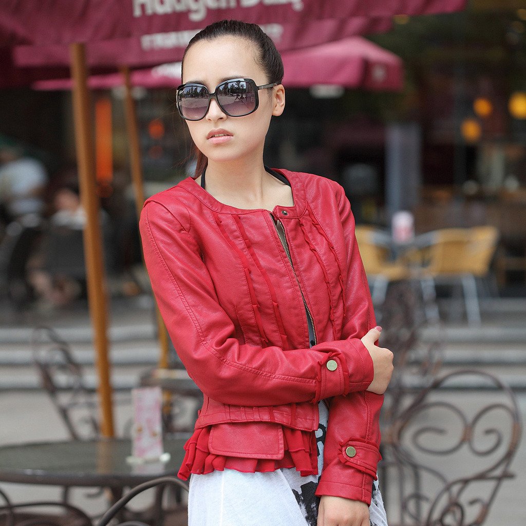 Freee shipping! 2012 autumn spring and autumn women's short design sweep lace leather clothing PU leather jacket outerwear