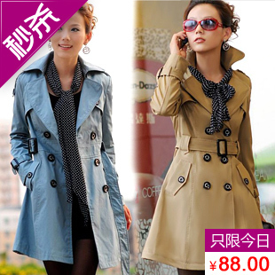 Freee shipping! 2012 plus size clothing mm autumn spring and autumn slim long-sleeve trench overcoat outerwear autumn