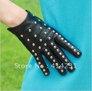 frees hipping Women's leather gloves fashion rivet punk mantianxing women's genuine leather sheepskin gloves drop shipping