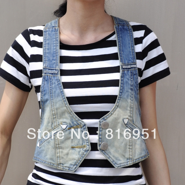 freeship jeans jacket women women's vest denim waistcoat jacket coat vest coat summer sleeveless denim jacket jeans jacket women