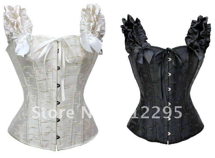 Freeship Mixed Order 5pcs/Lot Black Fashion Brocade Pattern Halter Neck Steel Boned Corsets,High Qualtiy!