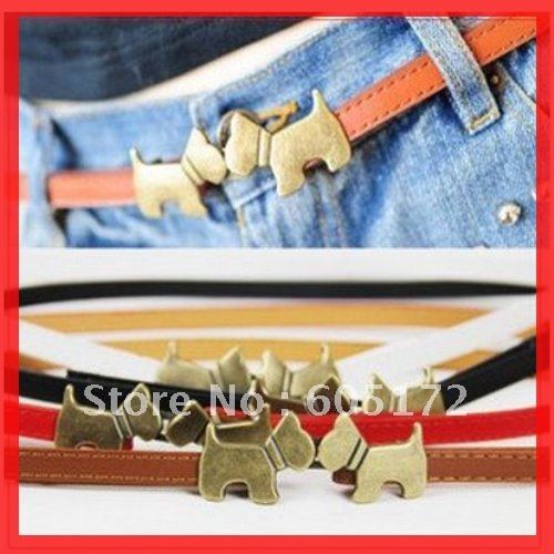 FreeShiping10pcs/lot~New Colorful Fashion Buckle adjustment Waistband PU Leather, Kiss Scotland puppy women's belt 3 color RT904