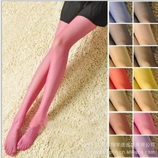 freeshipping-10pcs/lot Multicolour ultra-thin stockings candy color pantyhose full transparent step foot socks wire socks