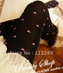 Freeshipping (1piece/lot) Autumn and spring shall love peach heart velvet was thin pantyhose 140D bottoming socks