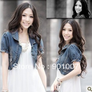 Freeshipping 2011 summer denim shrug small cape short-sleeve denim short women jacket