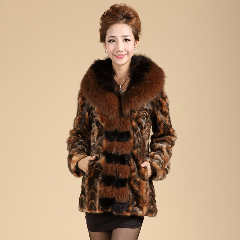 Freeshipping 2012 autumn and winter fox fur fight mink fur coat medium-long