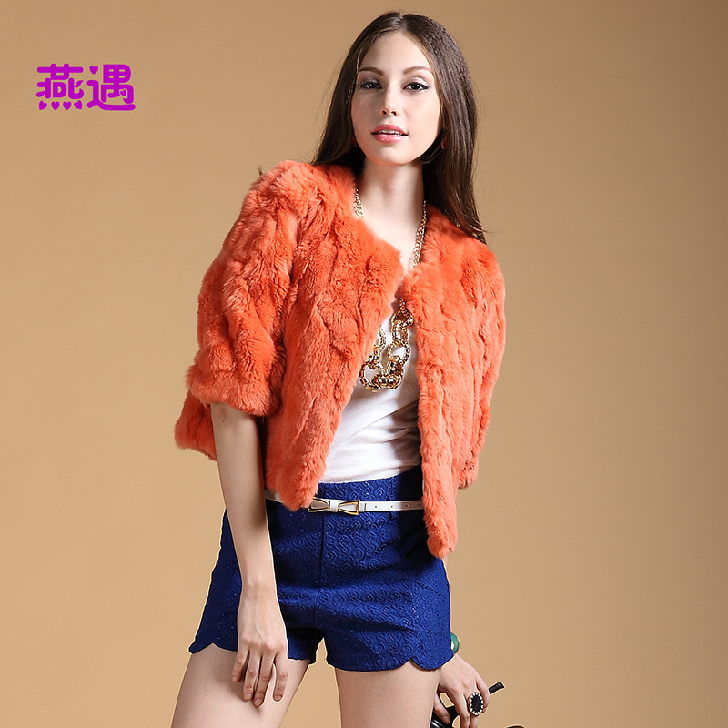 Freeshipping 2012 autumn and winter women rabbit fur coat female short design fur coat