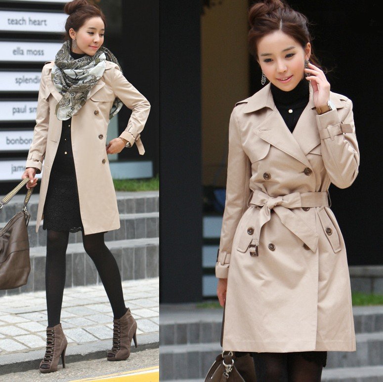 Freeshipping 2012 autumn new arrival slim classical khaki women outerwear/Clothes Women/ladies clothes,lady coat,fasion overcoat